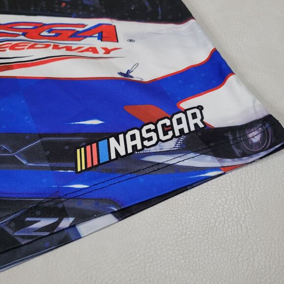 Mens NASCAR Checkered Flag Blue Multicolor Sublimated T-Shirt XL - Picture 2 of 14
